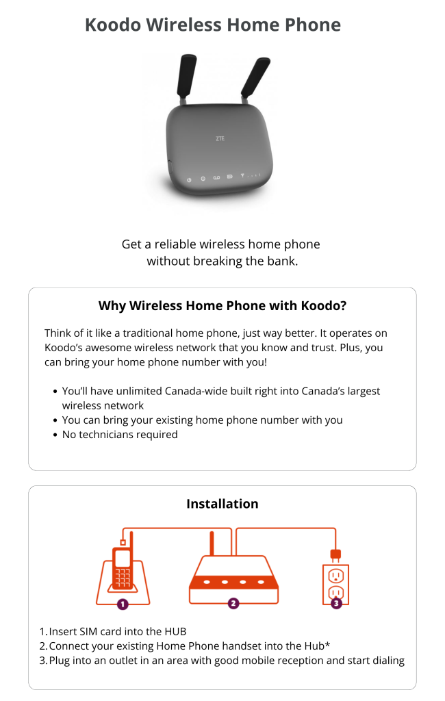 Koodo Wireless Home Phone - Mascon
